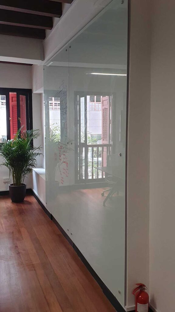 Tempered glass white broad | Glass Contractor Singapore | Table Tempered Glass Top. Shopfront Aluminium Works.