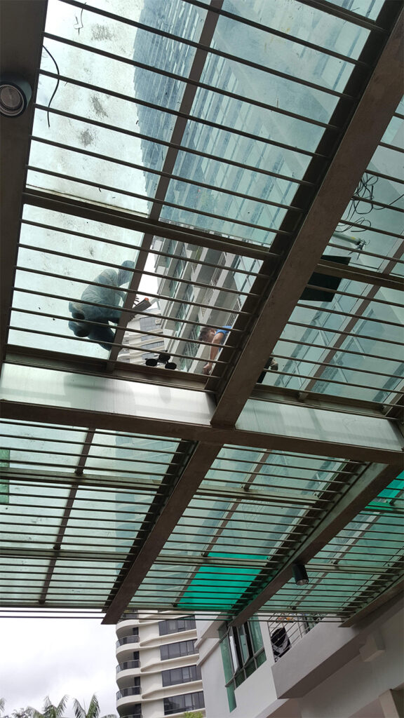 Glass Roof Skylight | Glass Contractor Singapore | Table Tempered Glass Top. Shopfront Aluminium Works.